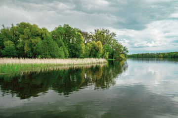 Fototapeta na wymiar Rusalka lake in Poznan (Posen), Poland. Beautiful natural landscape.