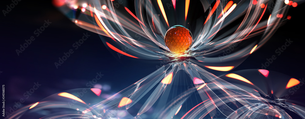 Aufkleber AI, digital mind. Futuristic CPU on a fantastic high-tech background. Cyber technology concept and digital data fractals 3D illustration