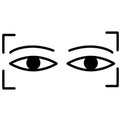 Face and eye recognition. Retinal scan for personality recognition. Vector linear eyes simple stock icon. Logo for medical clinics and hospitals. Illustration for banners and sites.