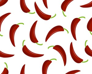 Seamless pattern of maxican food. Pepper chili. Vector
