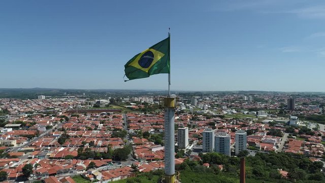 Brazil Flag in Itu - SP - Brazil - Drone view