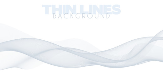 Gray waves. Abstract background of thin grey wavy lines