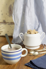 Chocolate cup and sugar cubes