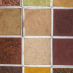 Fototapeta premium Various of Indian colorful powder spices on the market in India