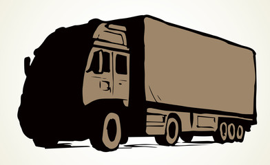 Big truck. Vector doodle symbol