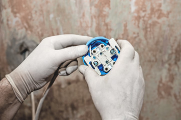 Electrical installation of the socket. Authentic renovation in your own home