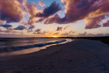 Fototapeta na wymiar sunset panorama Caribbean island of Anguilla