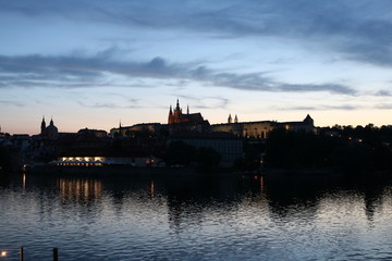 Fototapeta premium Hradcany and Vltava on a summer evening