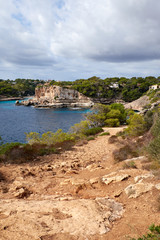Fototapeta na wymiar Wonderful view from Cala Santanyi to the bay Cala des Macs in Mallorca island, Spain