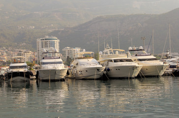 Budva, Montenegro 5th August, 2017; yachts anchored in Budva har