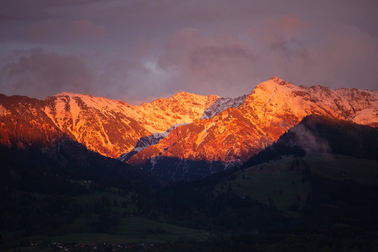 Alpengl&uuml;hen - Allg&auml;u - Berge - Abendrot