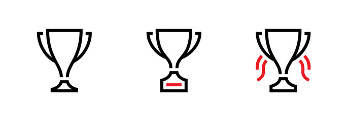 Set Trophy cup award icons. Editable Vector Stroke.