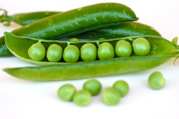 Green Peas fresh vegetable isolated on white background