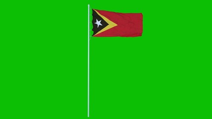 East Timor Flag Waving on wind on green screen or chroma key background. 3d rendering