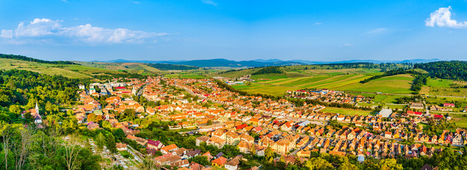 Panoramic view of Rupea in Brasov County, Transylvania, Romania