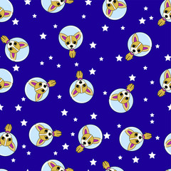 Naklejka premium Cute Space Dog Pattern Seamless