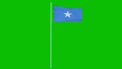 Somalia Flag Waving on wind on green screen or chroma key background. 3d rendering