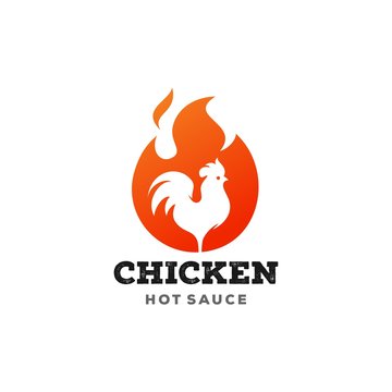 fire chicken hen flame hot logo vector icon illustration, modern gradient logo , fast food app icon