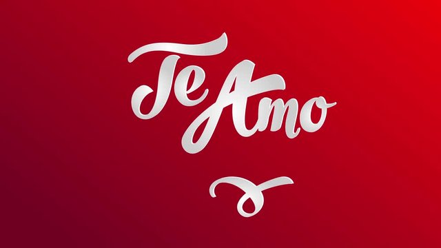 valentines day card design illustrating i love you in spanish te amo written with classic 3d white typography over red paper surface