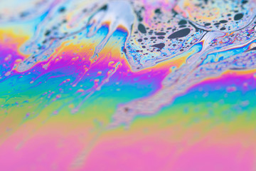abstract background soap bubble iridescent colors, paint brushes