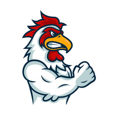 Angry rooster mascot logo illustration, isolated background