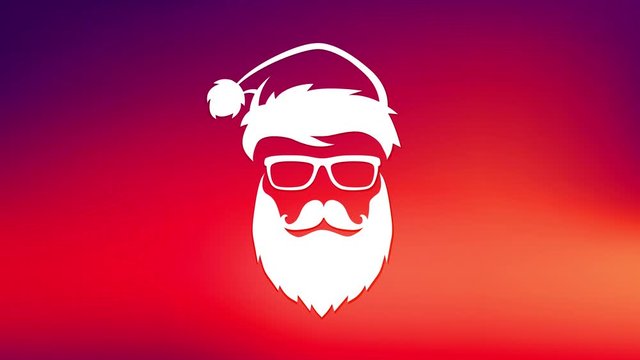 cool merry christmas design made with face silhouette of bearded hipster santa claus wearing sunglasses and handlebar mustache over summer colored background