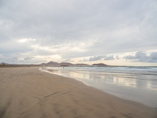 Beach  Caleta de Famara  on island Lanzarote.