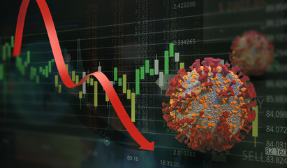 Graphs representing the stock market crash caused by coronavirus, and COVID-19.