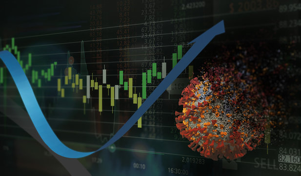 Coronavirus therapy, a graph showing the stock market rise due to COVID-19 extinction. - Powered by Adobe