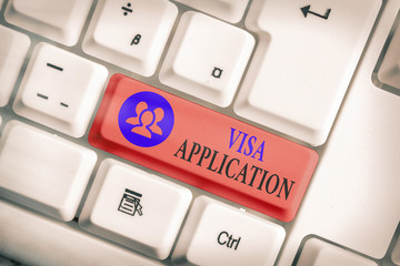 Conceptual hand writing showing Visa Application. Concept meaning Form to ask permission travel or...