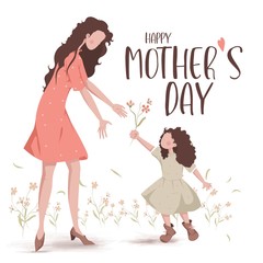 Happy Mother's Day. The Love of Mother and Little Girl.