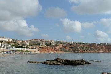 Fototapeta na wymiar Playa de Aguamarina beach in Orihuela Costa. Spain