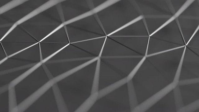 Abstract 3d render, motion background design, triangulated wireframe, seamless looped 4k animation