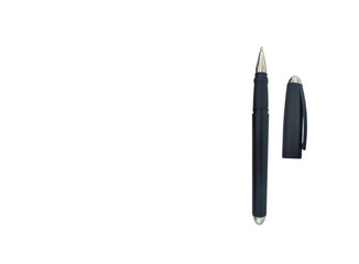 A new black pen isolated on white background without shadow. Stock photo with empty space for text and design