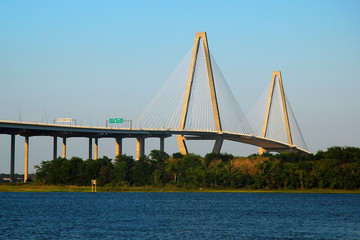 The Ravenel Bridge spans the Cooper River in Charleston, South Carolina