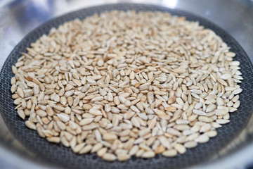 sunflower seeds are in the pan