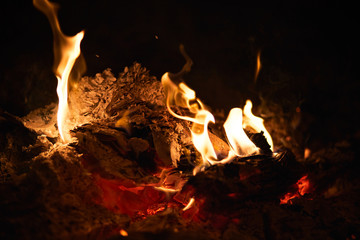 fire in the fireplace