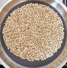 sunflower seeds are in the pan