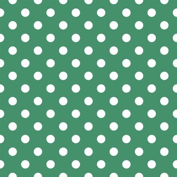 Tile polka dots on fresh mint green background retro seamless vector pattern
