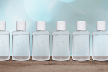 Coronavirus prevention, medical alcohol sanitizer hand gel for cleaning - Perfect image to customize