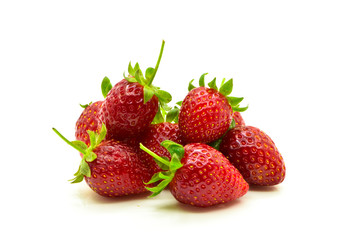 Fototapeta na wymiar strawberries with strawberry leaf on white background. 