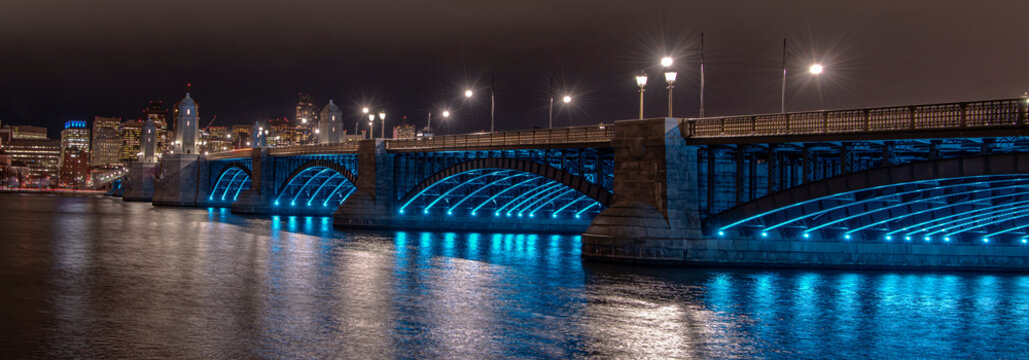 Longfellow bridge at night 