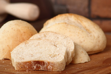 Sliced whole wheat bread roll