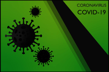 Green Gradient Banner of Corona Virus Family (aka covid-19) With Black Stripe