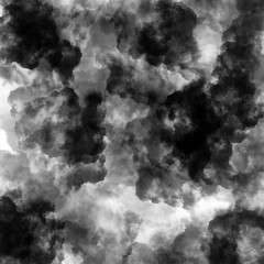 Black Watercolor background Black Sky Watercolor background. Gray hand painted Сloud brush backdrop paint illustration.