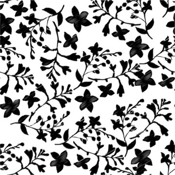 Flower branches with leaves design seamless pattern