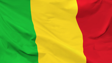 Obraz premium Fragment of a waving flag of the Republic of Mali in the form of background, aspect ratio with a width of 16 and height of 9, vector
