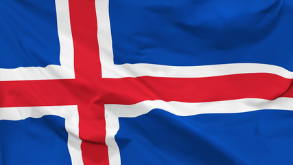 Fragment of a waving flag of the Iceland in the form of background, aspect ratio with a width of 16 and height of 9, vector