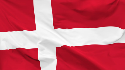 Fragment of a waving flag of the Kingdom of Denmark in the form of background, aspect ratio with a width of 16 and height of 9, vector