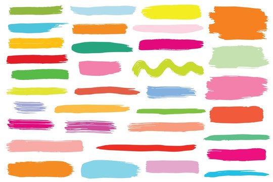 Hand drawn paint strokes, vector textures set